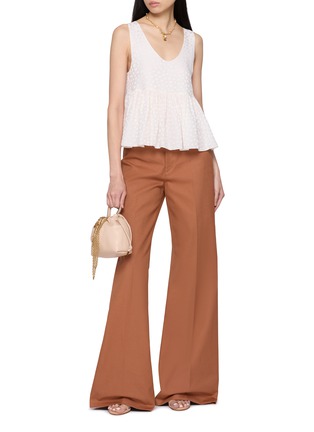 Figure View - Click To Enlarge - CHLOÉ - Flared Cotton Denim Tailored Pants