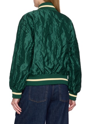 Back View - Click To Enlarge - LOEWE - Striped Rib Trim Crinkled Bomber Jacket
