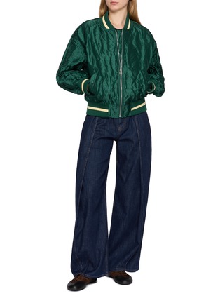Figure View - Click To Enlarge - LOEWE - Striped Rib Trim Crinkled Bomber Jacket