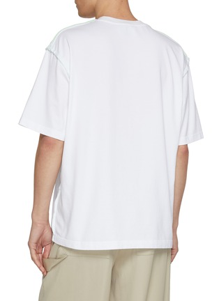 Back View - Click To Enlarge - SOLID HOMME - Oversized Logo Patch Cotton T-Shirt
