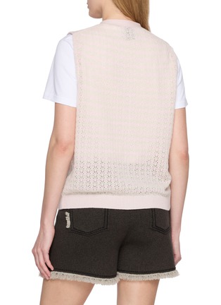 Back View - Click To Enlarge - BARRIE - V-Neck Plated Stripe Cashmere Knit Vest