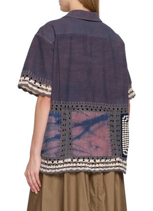 Back View - Click To Enlarge - STORY MFG - Short Sleeve Hand Crochet Patchwork Shirt