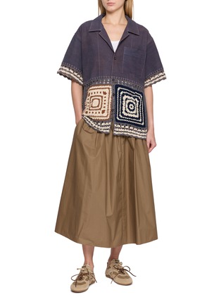 Figure View - Click To Enlarge - STORY MFG - Short Sleeve Hand Crochet Patchwork Shirt
