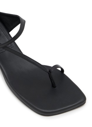 Detail View - Click To Enlarge - SALONDEJU - 40 Oblique Heeled Leather Sandals