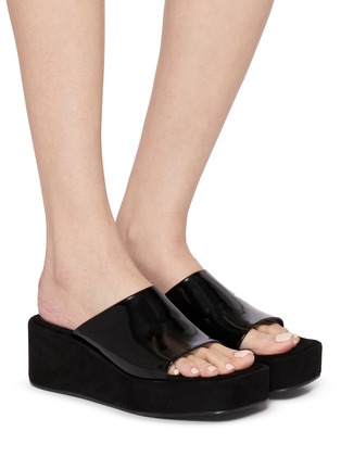 Figure View - Click To Enlarge - SALONDEJU - 55 Many Platform Leather Mules