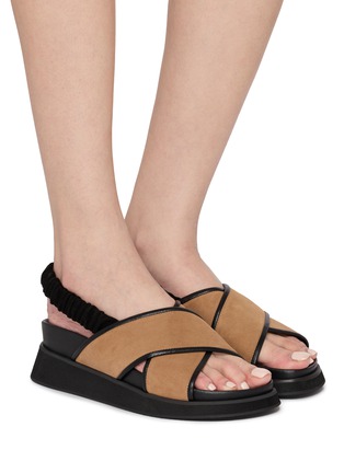 Figure View - Click To Enlarge - SALONDEJU - 45 Smooth X Band Leather Sandals