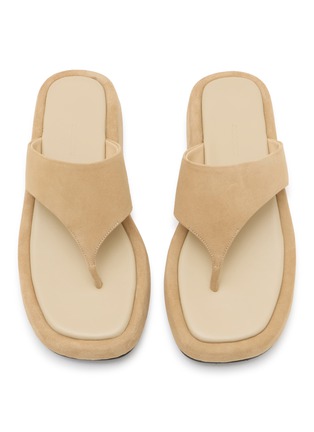 Detail View - Click To Enlarge - SALONDEJU - Pboy Platform Suede Thong Sandals