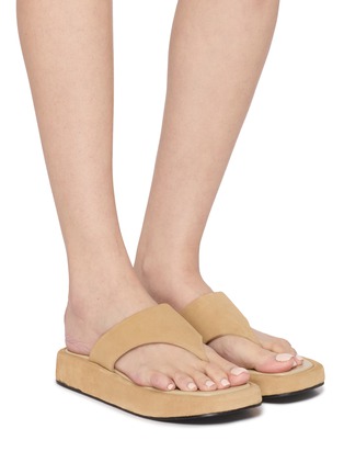 Figure View - Click To Enlarge - SALONDEJU - Pboy Platform Suede Thong Sandals