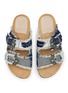 Detail View - Click To Enlarge - TAJI - Donna Buckle Patch Denim Sandals