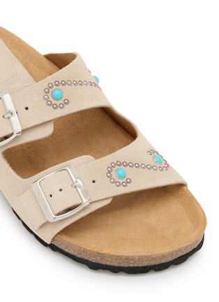 Detail View - Click To Enlarge - TAJI - Donna Buckle Suede Sandals
