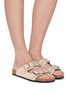 Figure View - Click To Enlarge - TAJI - Donna Buckle Suede Sandals