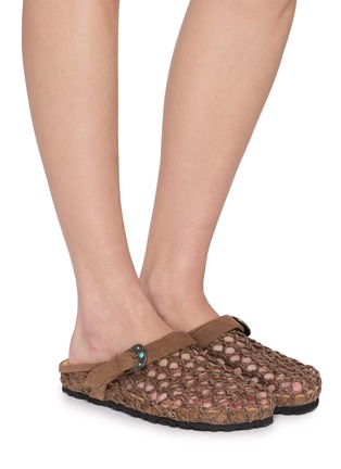 Figure View - Click To Enlarge - TAJI - Thsis Donna Suede Intrecciato Clogs