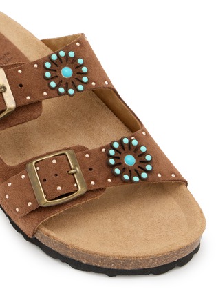 Detail View - Click To Enlarge - TAJI - Donna Buckle Suede Sandals