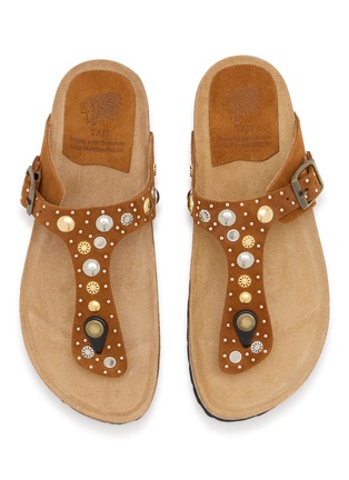 Detail View - Click To Enlarge - TAJI - Donna Suede Thong Sandals