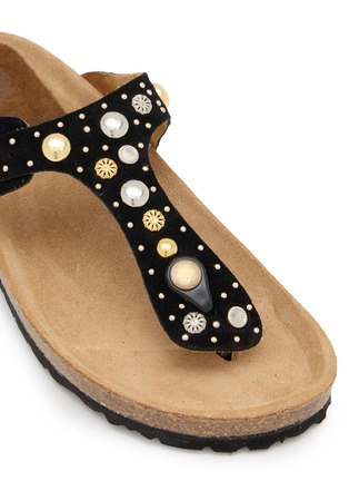 Detail View - Click To Enlarge - TAJI - Donna Suede Thong Sandals