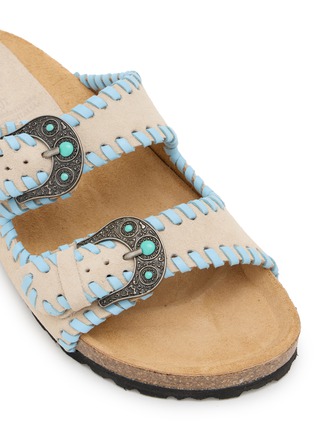 Detail View - Click To Enlarge - TAJI - Donna Buckle Beat Suede Sandals