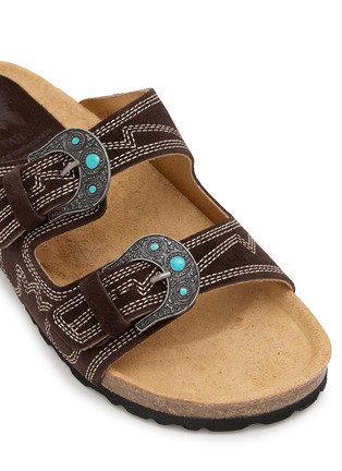 Detail View - Click To Enlarge - TAJI - Donna Buckle Tex Suede Sandals