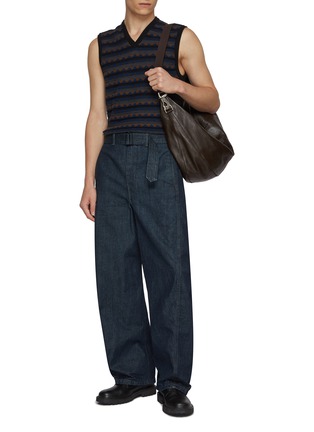 Figure View - Click To Enlarge - LEMAIRE - Twisted Leg Belted Cotton Denim Jeans