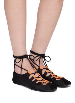 Figure View - Click To Enlarge - ALAÏA - Suede Nylon Ballet Sneakers