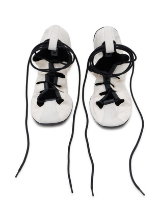 Detail View - Click To Enlarge - ALAÏA - Fold Laced Leather Flats