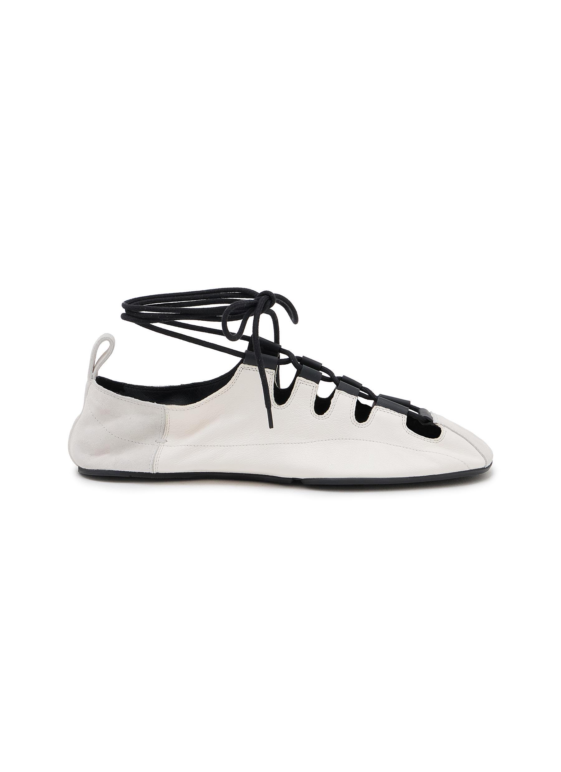 ALAÏA | Fold Laced Leather Flats | Women | Lane Crawford