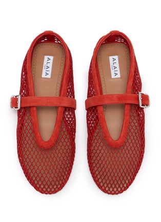 Detail View - Click To Enlarge - ALAÏA - La Ballerine Suede Mesh Mary Jane Flats