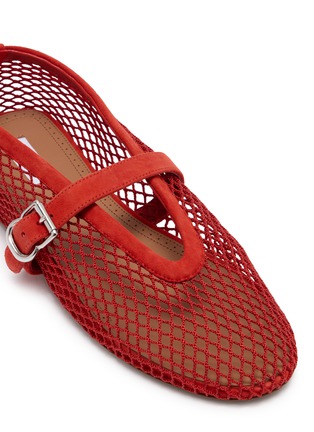 Detail View - Click To Enlarge - ALAÏA - La Ballerine Suede Mesh Mary Jane Flats