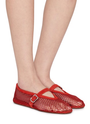 Figure View - Click To Enlarge - ALAÏA - La Ballerine Suede Mesh Mary Jane Flats