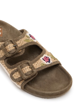 Detail View - Click To Enlarge - BAZISZT SHOES - Floral Embroidered Suede Leather Sandals