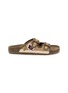 BAZISZT SHOES Floral Embroidered Suede Leather Sandals