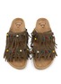 Detail View - Click To Enlarge - BAZISZT SHOES - Flat Fringed Beaded Two-Strap Suede Sandals