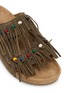 Detail View - Click To Enlarge - BAZISZT SHOES - Flat Fringed Beaded Two-Strap Suede Sandals