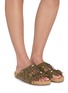 Figure View - Click To Enlarge - BAZISZT SHOES - Flat Fringed Beaded Two-Strap Suede Sandals