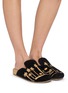 Figure View - Click To Enlarge - BAZISZT SHOES - Flat Embroidered Palm Motif Suede Clogs