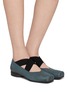 Figure View - Click To Enlarge - UMA WANG - Crisscross Elastic Band Leather Ballerina Pumps