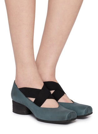 Figure View - Click To Enlarge - UMA WANG - 45 Crisscross Elastic Band Leather Ballerina Pumps