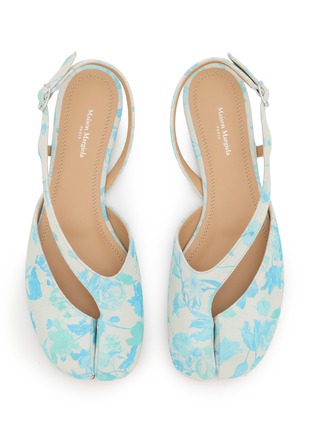 Detail View - Click To Enlarge - MAISON MARGIELA - Tabi Sunfaded Flower Print Suede Slingback Flats