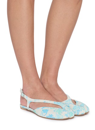 Figure View - Click To Enlarge - MAISON MARGIELA - Tabi Sunfaded Flower Print Suede Slingback Flats