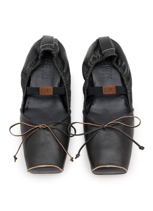 Detail View - Click To Enlarge - MM6 MAISON MARGIELA - Square Toe Leather Ballerina Flats