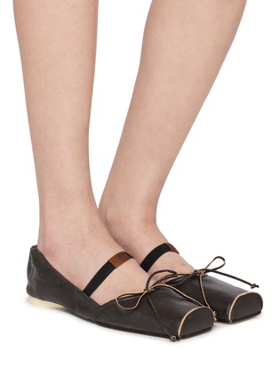 Figure View - Click To Enlarge - MM6 MAISON MARGIELA - Square Toe Leather Ballerina Flats