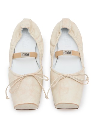Detail View - Click To Enlarge - MM6 MAISON MARGIELA - Square Toe Suede Ballerina Flats
