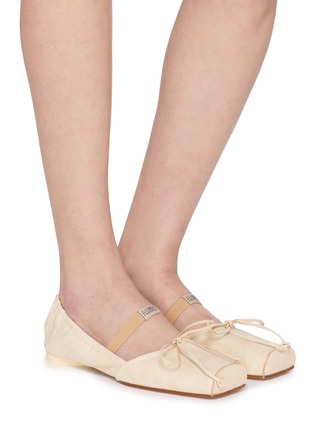 Figure View - Click To Enlarge - MM6 MAISON MARGIELA - Square Toe Suede Ballerina Flats