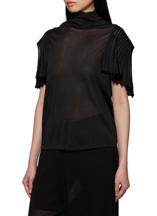 Front View - Click To Enlarge - ALAÏA - Godet High Neck Sheer Top