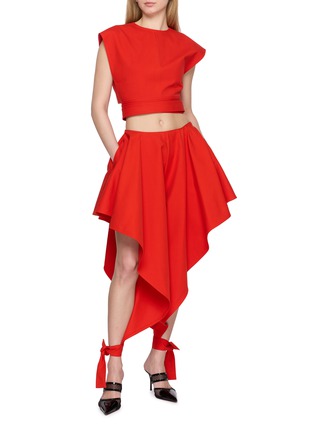 Figure View - Click To Enlarge - ALAÏA - Asymmetrical Drape Tied Cotton Pants