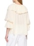 Back View - Click To Enlarge - CHLOÉ - Long Sleeve Ruffled Open Round Neck Silk Blouse
