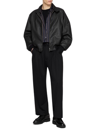 Figure View - Click To Enlarge - KANEMASA PHIL - Elasticated Waist Pintuck Cotton Pants