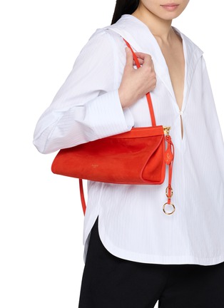Figure View - Click To Enlarge - ALAÏA - Medium Le Click East West Suede Hobo Bag