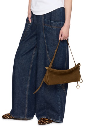 Figure View - Click To Enlarge - ALAÏA - Medium Le Click East West Suede Hobo Bag