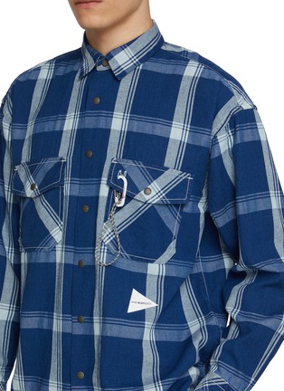  - AND WANDER - Indigo Checked Cotton Blend Shirt