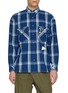 AND WANDER Indigo Checked Cotton Blend Shirt